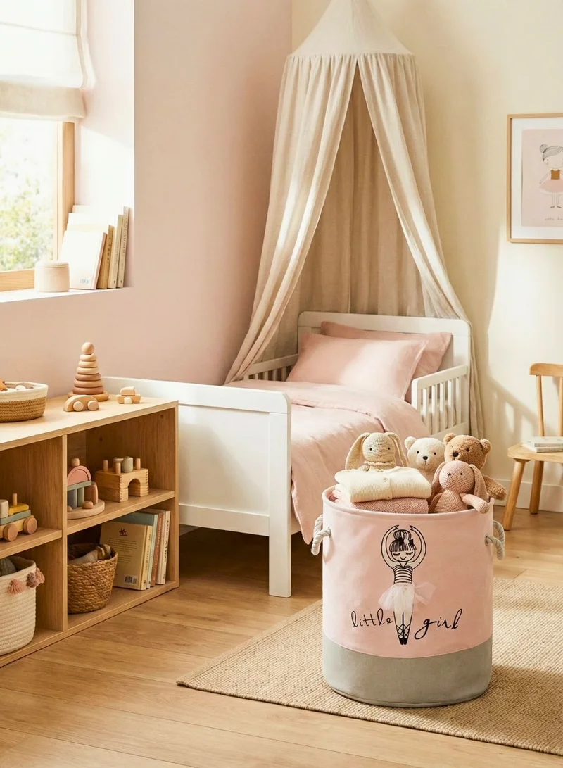 1Chase Ballerina Girl Kids Laundry Basket Canvas Storage Organizer – Ballerina Girl Design, Foldable Toy and Clothes Hamper with Handles  | Best Price UAE